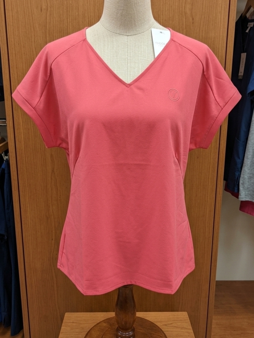 V-Neck Short Sleeve Tee in Coral Pink - Picture 5 of 10